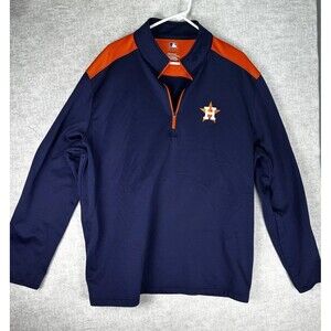Houston Astros Mens Size  XXL Pullover Sweater MLB Quarter-Zip Official Top  2xl